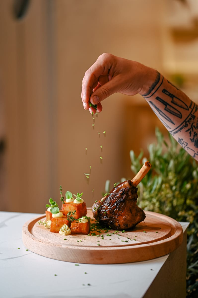 Slow-braised lamb shoulder